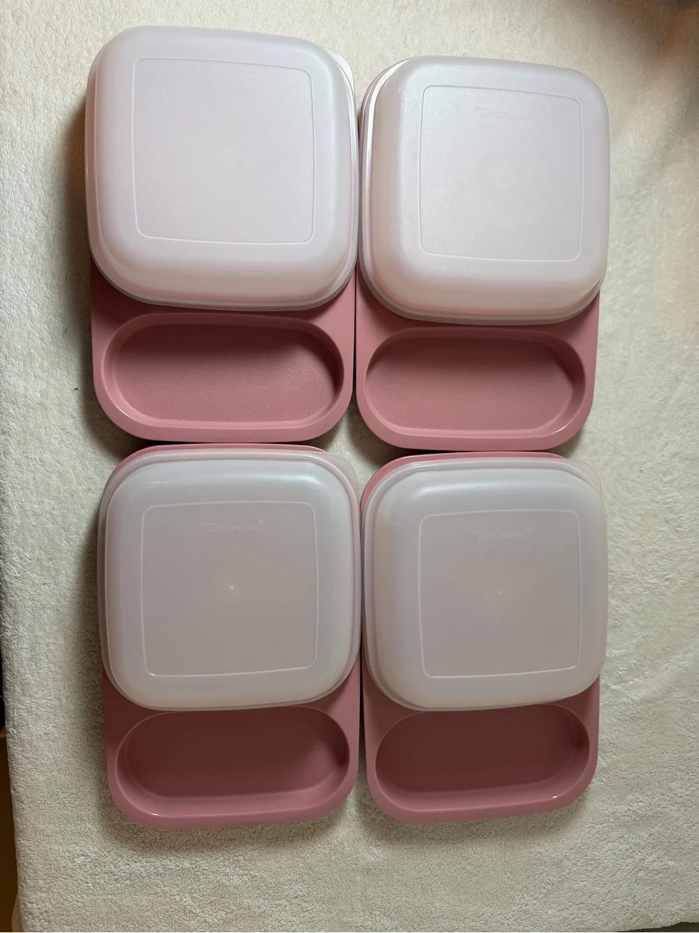 Tupperware Meal Mates Dusty Rose Meal Prep Containers with White Lids - Set of 4